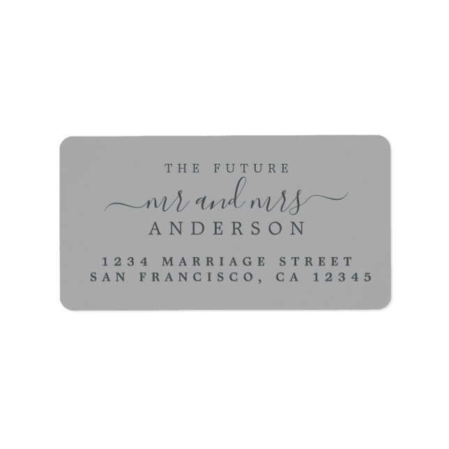 Chic Script Future Mr Mrs Wedding Return Address Label (Front)