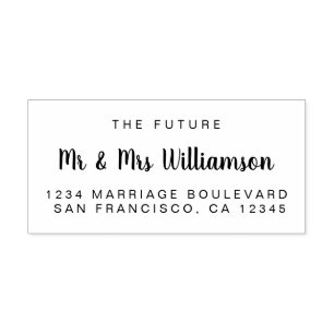 Chic Script Future Mr Mrs Wedding Return Address R Rubber Stamp