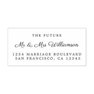 Chic Script Future Mr Mrs Wedding Return Address Rubber Stamp