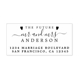 Chic Script Future Mr Mrs Wedding Return Address Rubber Stamp