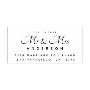 Chic Script Future Mr Mrs Wedding Return Address Rubber Stamp