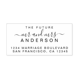 Chic Script Future Mr Mrs Wedding Return Address Rubber Stamp