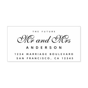 Chic Script Future Mr Mrs Wedding Return Address Rubber Stamp