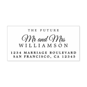 Chic Script Future Mr Mrs Wedding Return Address Rubber Stamp