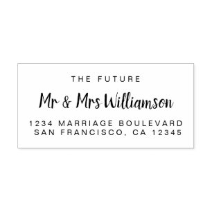 Chic Script Future Mr Mrs Wedding Return Address Rubber Stamp