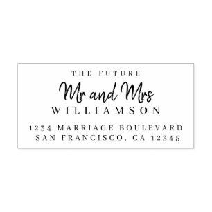 Chic Script Future Mr Mrs Wedding Return Address Rubber Stamp