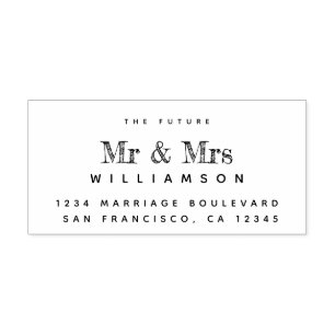 Chic Script Future Mr Mrs Wedding Return Address Rubber Stamp