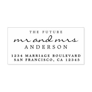 Chic Script Future Mr Mrs Wedding Return Address Rubber Stamp