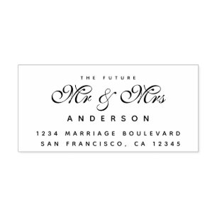 Chic Script Future Mr Mrs Wedding Return Address Rubber Stamp