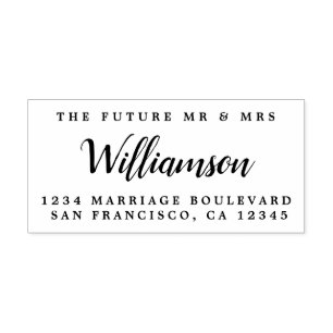 Chic Script Future Mr Mrs Wedding Return Address Self-inking Stamp