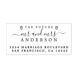 Chic Script Future Mr Mrs Wedding Return Address Self-inking Stamp