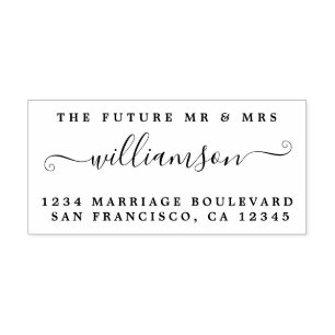 Chic Script Future Mr Mrs Wedding Return Address Self-inking Stamp