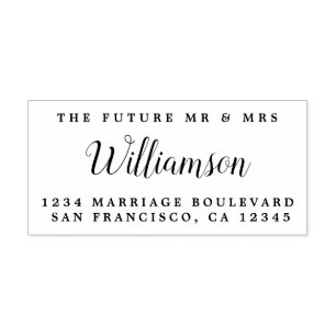 Chic Script Future Mr Mrs Wedding Return Address Self-inking Stamp
