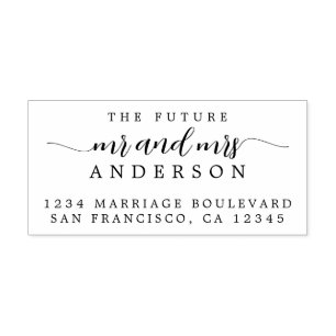 Chic Script Future Mr Mrs Wedding Return Address Self-inking Stamp