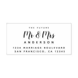 Chic Script Future Mr Mrs Wedding Return Address Self-inking Stamp