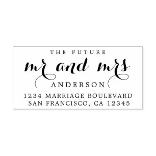 Chic Script Future Mr Mrs Wedding Return Address Self-inking Stamp