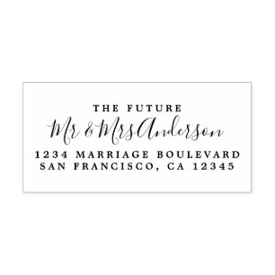 Chic Script Future Mr Mrs Wedding Return Address Self-inking Stamp