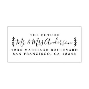 Chic Script Future Mr Mrs Wedding Return Address Self-inking Stamp