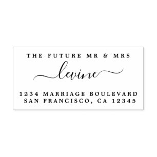 Chic Script Future Mr Mrs Wedding Return Address Self-inking Stamp