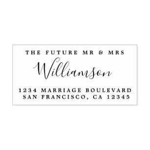 Chic Script Future Mr Mrs Wedding Return Address Self-inking Stamp