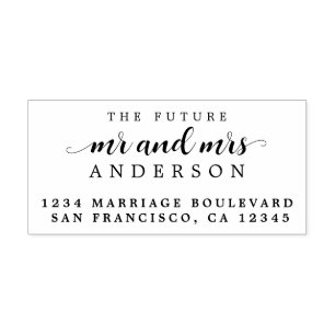 Chic Script Future Mr Mrs Wedding Return Address Self-inking Stamp