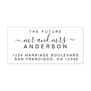 Chic Script Future Mr Mrs Wedding Return Address Self-inking Stamp