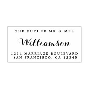Chic Script Future Mr Mrs Wedding Return Address Self-inking Stamp