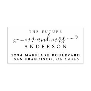 Chic Script Future Mr Mrs Wedding Return Address Self-inking Stamp