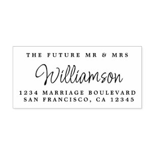Chic Script Future Mr Mrs Wedding Return Address Self-inking Stamp