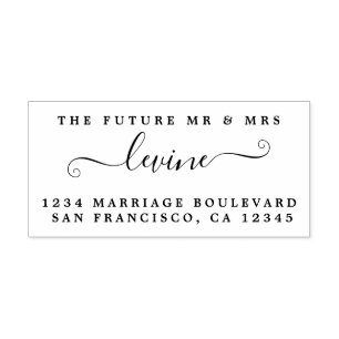 Chic Script Future Mr Mrs Wedding Return Address Self-inking Stamp