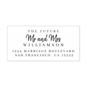 Chic Script Future Mr Mrs Wedding Return Address Self-inking Stamp