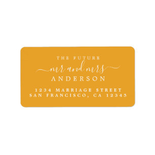 Chic Script Future Mr Mrs Yellow Return Address Label