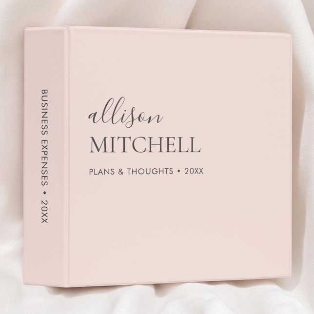 Chic Script Girly Blush Pink 3 Ring Binder (Creator Uploaded)