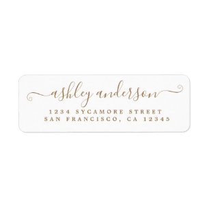 Chic Script Gold Ink Name Return Address