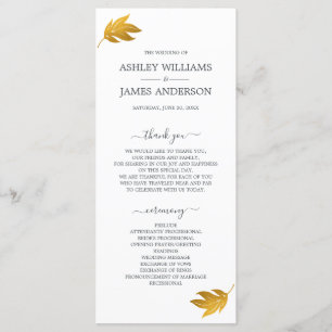 Chic Script Gold Leaf Minimal Wedding Program