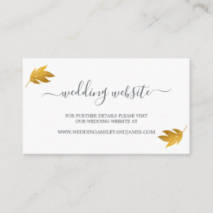 Chic Script Gold Leaf Wedding Website Enclosure Card