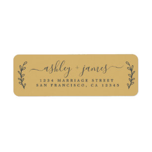 Chic Script Gold Yellow Mariage Adresse de retour