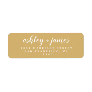 Chic Script Gold Yellow Mariage Adresse de retour