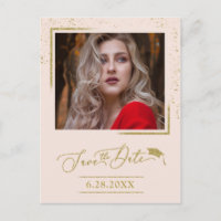 Chic Script Grad Party Save The Date Gold Glitter