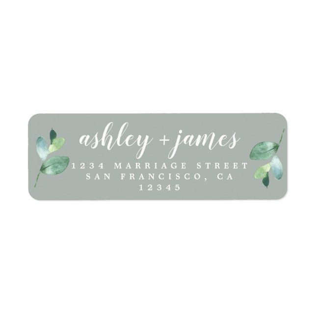 Chic Script Green Foliage Mariage Adresse de retou (Devant)