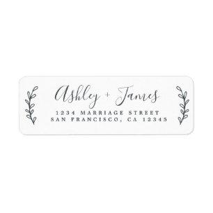 Chic Script Green Foliage Mariage Adresse de retou