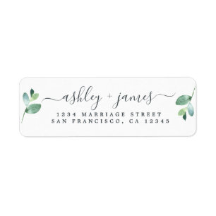 Chic Script Green Foliage Mariage Adresse de retou