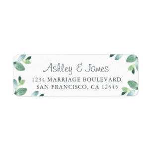 Chic Script Green Foliage Mariage Adresse de retou