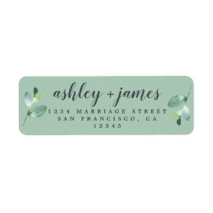 Chic Script Green Foliage Mariage Adresse de retou