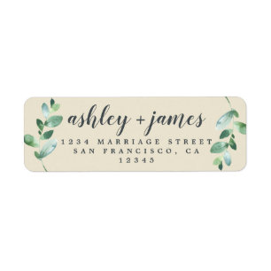 Chic Script Green Foliage Mariage Adresse de retou