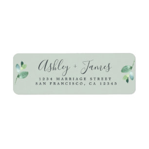 Chic Script Green Foliage Mariage Adresse de retou