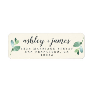 Chic Script Green Foliage Mariage Adresse de retou