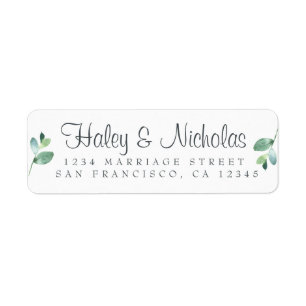 Chic Script Green Foliage Mariage Adresse de retou