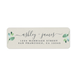 Chic Script Green Foliage Mariage Adresse de retou
