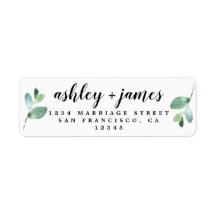 Chic Script Green Foliage Mariage Adresse de retou